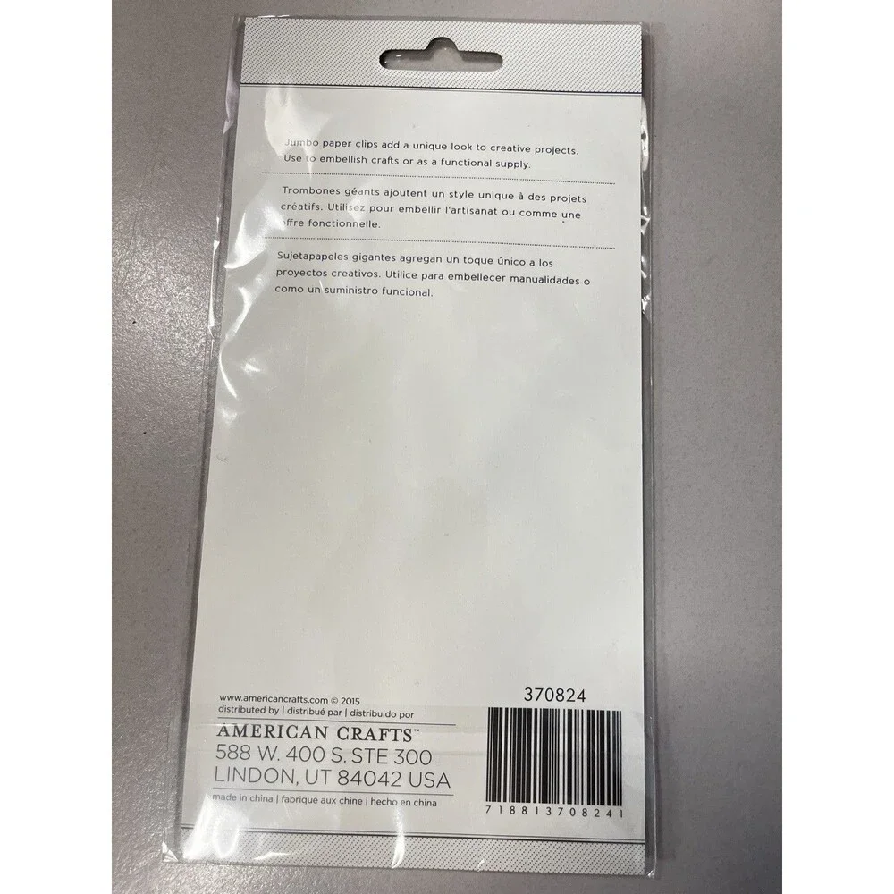 American Crafts Details 9PC Jumbo Gold Color Heart Shaped Paper Clips For Crafts